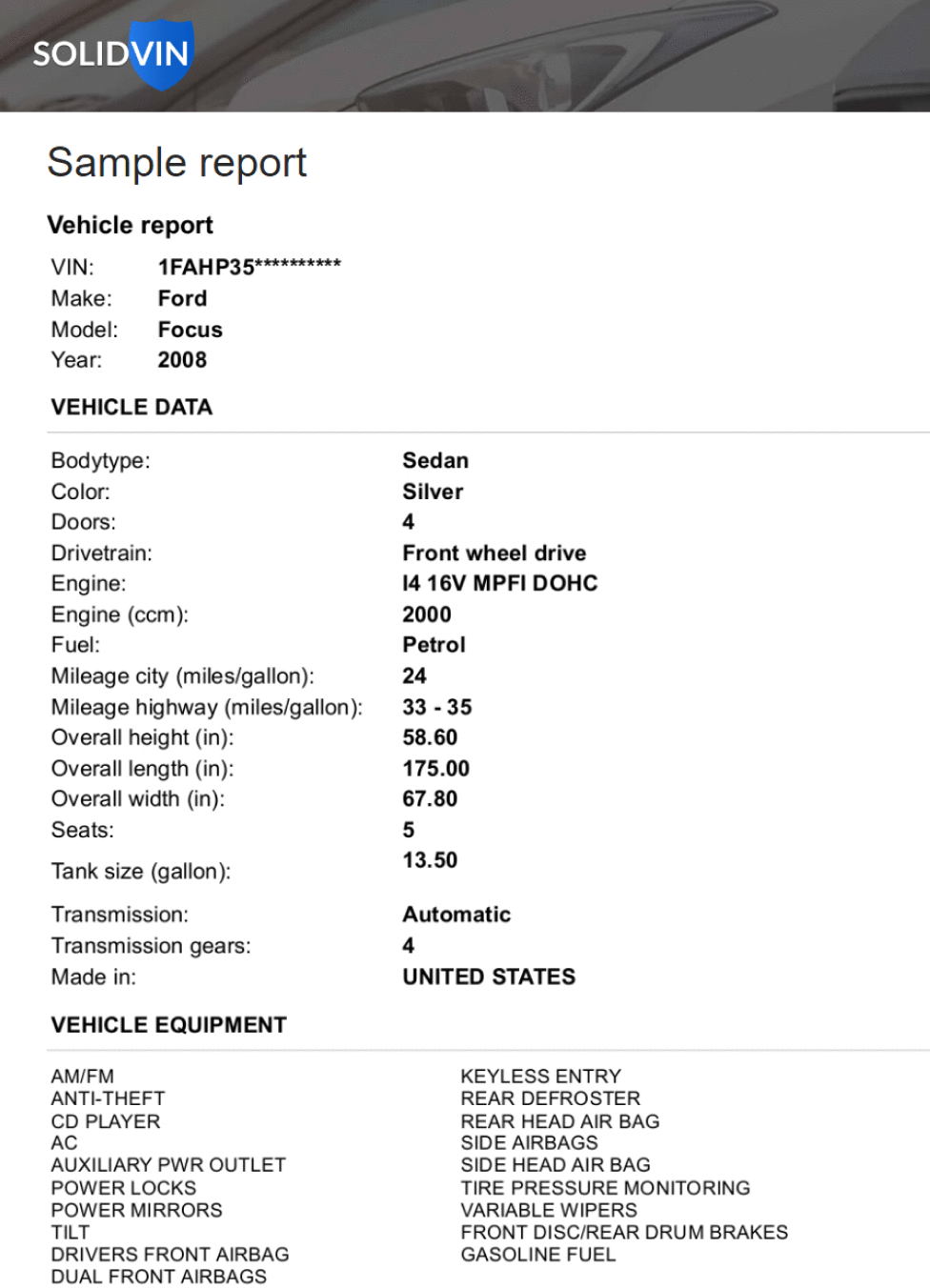 Sample report